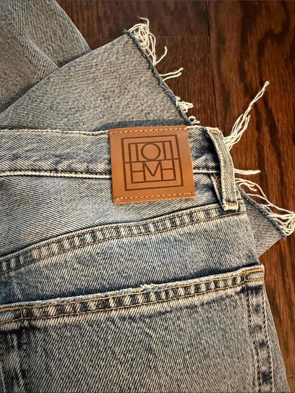 Toteme Light Blue Straight Leg Jeans with Raw Hem - Picture 4 of 4